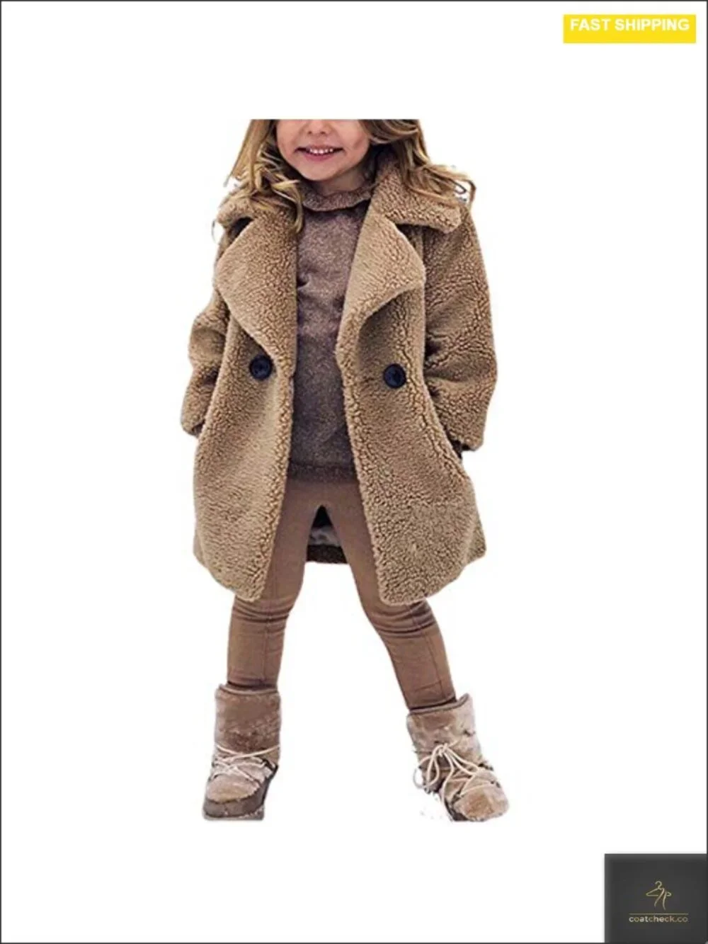 Girls Faux Fur Teddy Long Coat Warm Winter Fleece Jacket Toddler Soft Sherpa